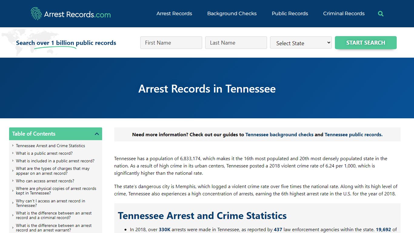 Tennessee Arrests Records - Criminal, Warrant and Background Check Data ...